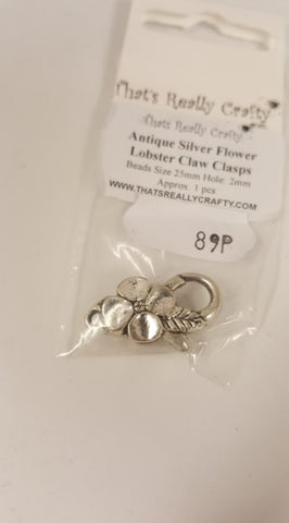 Antique Silver Flower Lobster Claw Clasps, Beading 25mm TRC318