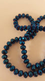 Electroplated Glass Beads, Faceted, Abacus, Blue Plated, 6x5mm, Hole: 1mm approx 100pcs TRC417