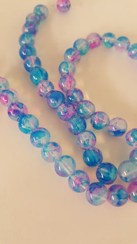 Imitation Opalite, Baking Painted Glass Round Beads, Blue/Pink/Lilac, 8mm, Hole: 1.3-1.6mm; approx 50pcs TRC420