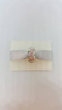 Green, Pink, White Swirl Solid Silver Core Glass Charm Bead SSC001
