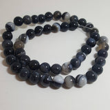Natural Striped Agate Banded Agate Beads Round, Grade A, Dyed & Heated, Black, 8mm approx 47pcs TRC434