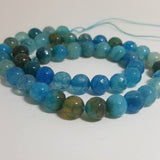 Natural Crackle Agate Beads, Round, Grade A, Faceted, Dyed & Heated, Turquoise, 8mm approx 47pcs TRC433