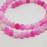 Natural & Dyed Weathered Agate Bead Strands Round Hot Pink or Purple 6mm Approx 65pcs TRC431