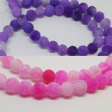 Natural & Dyed Weathered Agate Bead Strands Round Hot Pink or Purple 6mm Approx 65pcs TRC431