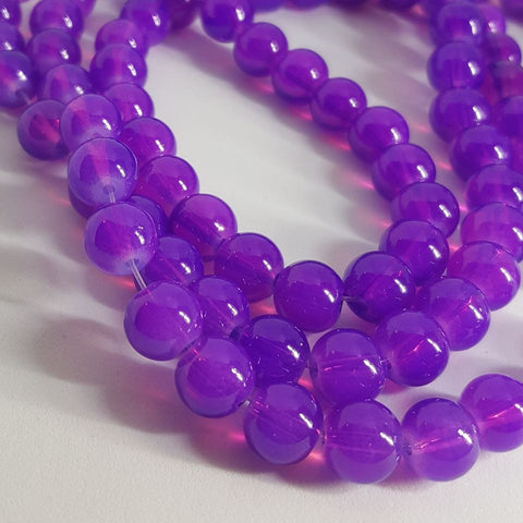 Baking Painted Glass Beads Imitation Opalite Round Blue Violet Beads 8mm approx 100pcs TRC437