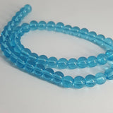 Glass Round Beads Medium Aquamarine, 6mm, Hole: 1mm approx 50pcs TRC443