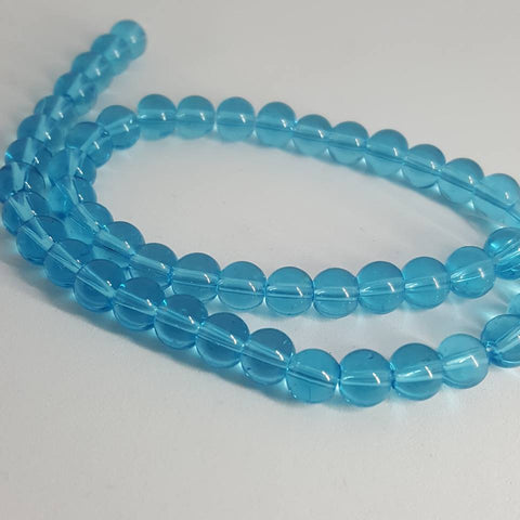 Glass Round Beads Medium Aquamarine, 6mm, Hole: 1mm approx 50pcs TRC443