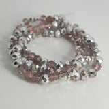 Electroplate Glass Beads Half Silver Plated Faceted Abacus, Pink, 6x4mm approx 100pcs TRC441