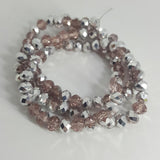 Electroplate Glass Beads Half Silver Plated Faceted Abacus, Pink, 6x4mm approx 100pcs TRC441