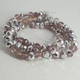Electroplate Glass Beads Half Silver Plated Faceted Abacus, Pink, 6x4mm approx 100pcs TRC441