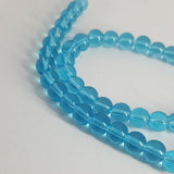 Glass Round Beads Medium Aquamarine, 6mm, Hole: 1mm approx 50pcs TRC443
