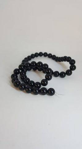Natural Black Agate Round Beads Strands, Grade A, Dyed, 8mm, Hole: 1mm; about 52pcs/strand, 15.5" TRC447