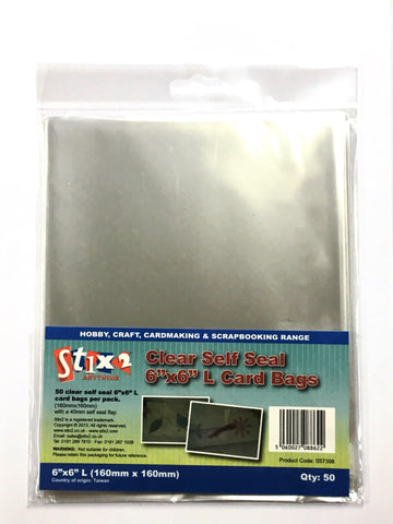 Self Seal 30 Micron Card 6 x 6 Oversized Bags