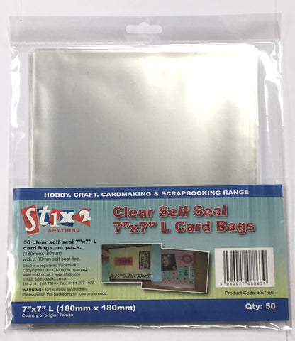 Self Seal 30 Micron Card 7 x 7 Oversized Bags