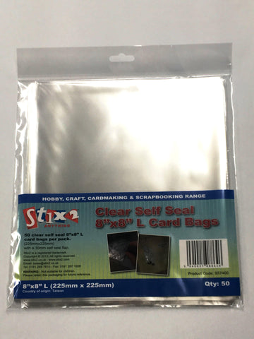 Self Seal 30 Micron Card 8 x 8 Oversized Bags