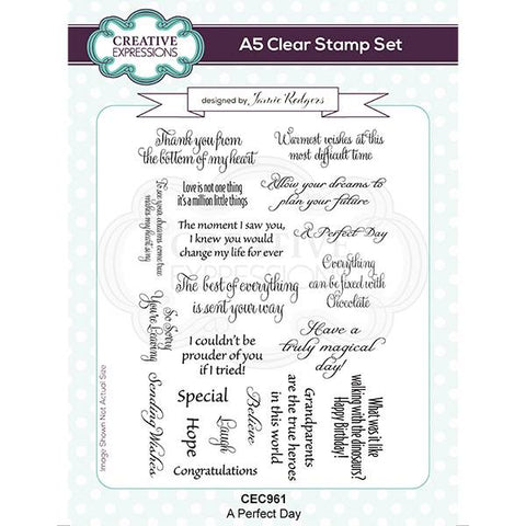 A Perfect Day Sentiments 20 Clear Stamp By Jamie Rodgers for Creative Expressions CEC961