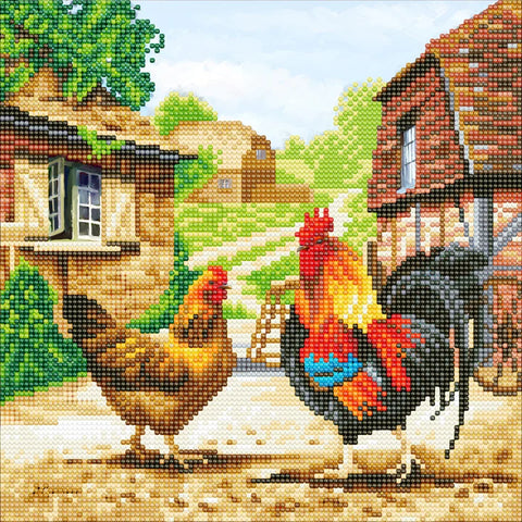 Farmyard Chickens 30 x 30cm Crystal Art Kit By Craft Buddy CAK-A98A