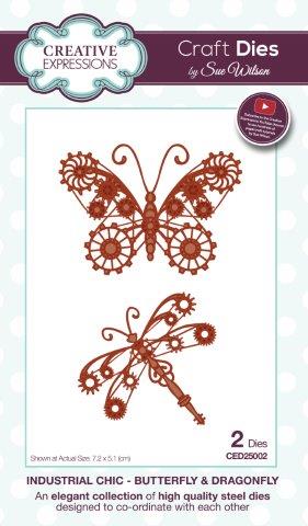 Butterfly & Dragonfly Industrial Collection Steampunk Die By Sue Wilson Creative Expressions CED25002