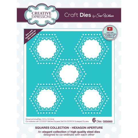 Hexagon Apertuare Squares Collection By Sue Wilson Creative Expressions CED2503