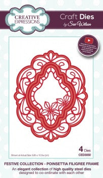 Poinsettia Filigree Frame Festive Collection Die by Sue Wilson Creative Expressions CED3050