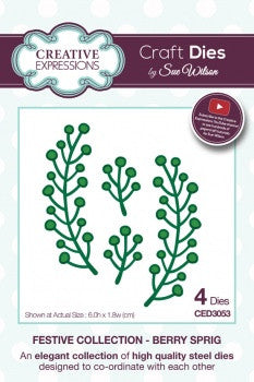 Berry Sprig Festive Collection Creative Expressions Craft Dies by Sue Wilson