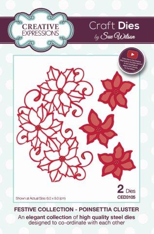 Poinsettia Cluster Festive Collection Dies Sue Wilson Creative Expressions (2Pcs) CED3133