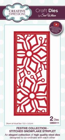 Stitched Snowflake Striplet Festive Collection Dies by Sue Wilson CED3111