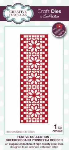 Checkerboard Poinsettia Border Craft Dies by Sue Wilson Festive Collection CED3112