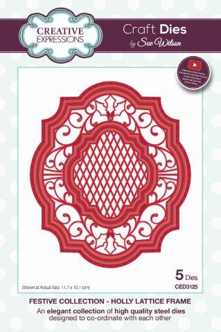 Holly Lattice Frame Festive Collection Die Sue Wilson Creative Expressions CED3125