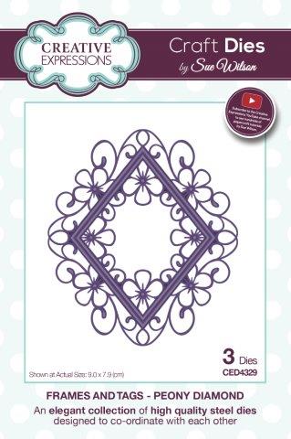 Peony Diamond Frames and Tags By Sue Wilson Creative Expressions CED4329