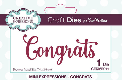Congrats Die Mini Expressions Collection By Sue Wilson Creative Expressions CEDME011