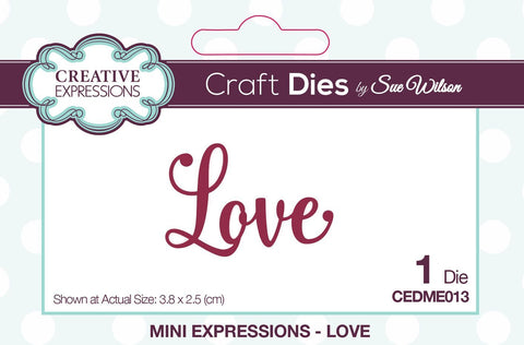 Love Wording Die Mini Expressions Collection By Sue Wilson Creative Expressions CEDME013