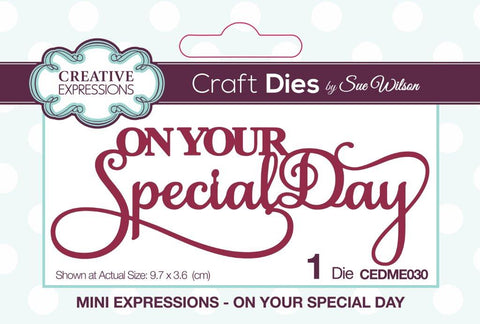 On Your Special Day Mini Expressions Wording Die Sue Wilson Creative Expressions CEDME030