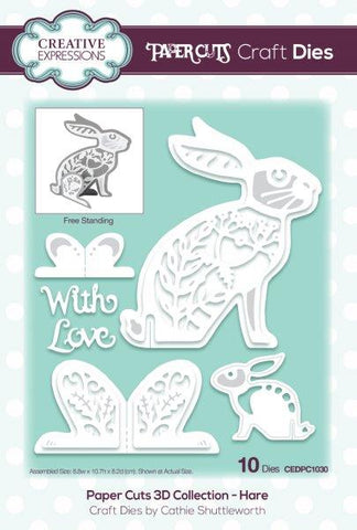 Hare Paper Cuts 3D Collection Craft Dies By Cathie Shuttleworth Creative Expressions CEDPC1030