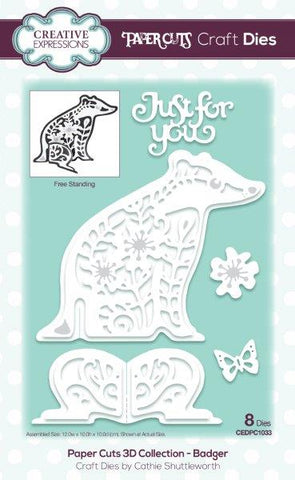 Badger Paper Cuts 3D Collection Craft Dies By Cathie Shuttleworth Creative Expressions CEDPC1033