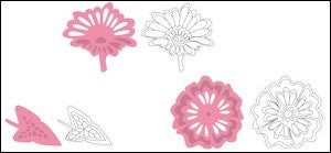 Flowers and Leaf Dies & Stamps By Tiny form Marianne Design Collectables COL1304