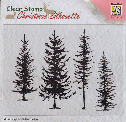 Nellie Snellen Christmas Silhouette Clear Stamps - Pine Trees Ref: CSIL004