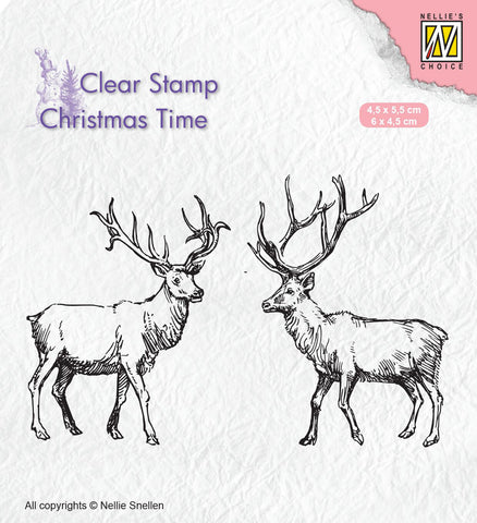 Two Reindeer Clear Stamp Christmas Time Nellie Snellen CT028