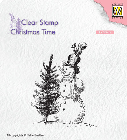 Snowman with Tree Nellie Snellen Clear Stamp Christmas Time CT029