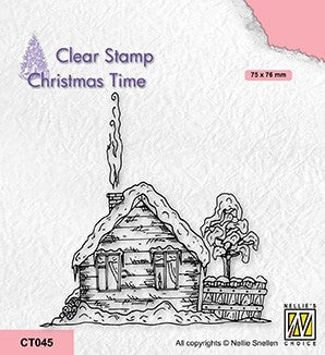 Snowy Cottage 2 Clear Stamp Christmas Time From Nellie's Choice By Nellie Snellen CT045