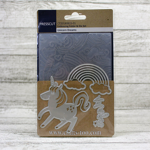 Unicorn Dreams Die and Embossing Folder Set By Presscut from Crafts Too CT20180815-01