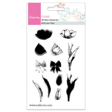 Tulips 3D Clear Stamp Set - Multi Layer (12pcs) Crafts Too CT25802