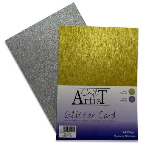 Waterfall Glitter Card A4 2 Colours Silver / Gold John Next Door By Crafts Too CTGFP-09