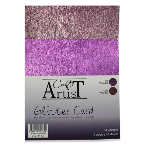 Pinks Waterfall Glitter Card A4 Pinks & Purple John Next Door By Craft Artist CTGFP-12