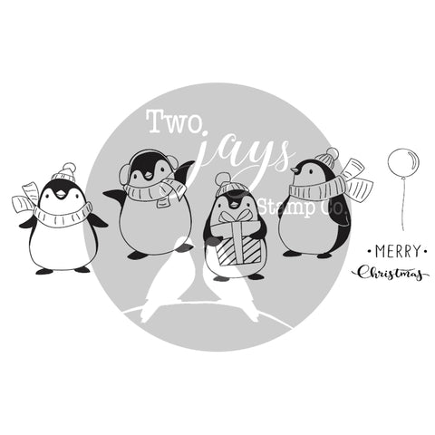 Penguins Christmas Stamp By Two Jays Stamps CTJJ1159