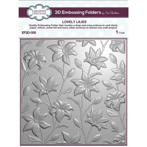 Lovey Lilies 3D Embossing Folder By Sue Wilson Creative Expressions EF3D-058