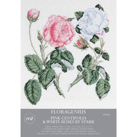 Pink Centifolia & White Roses By Stark Counted Cross Stitch Kit By My Cross Stitch GFCS09