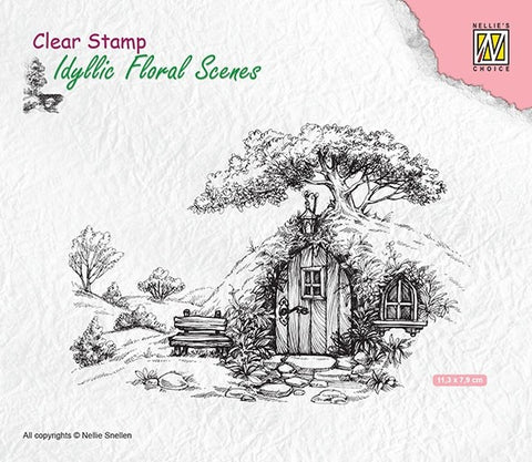 Scene with Old House Clear Stamps Idyllic Floral Scene Nellie Snellen IFS012
