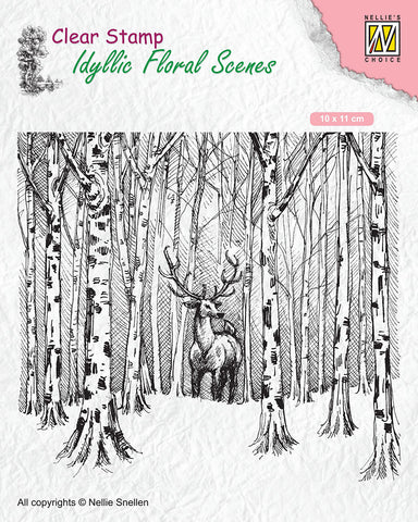 Nellie Snellen Clear Stamp Idyllic Floral Scenes - Deer in Forest IFS017