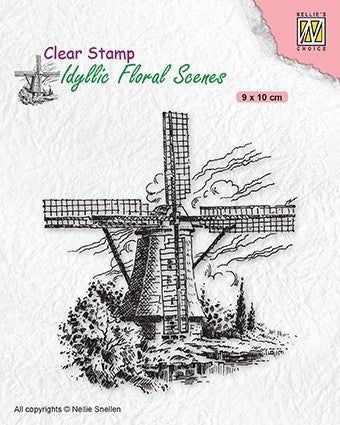 Windmill Clear Stamp Idyllic Floral Scenes From Nellie's Choice By Nellie Snellen IFS029